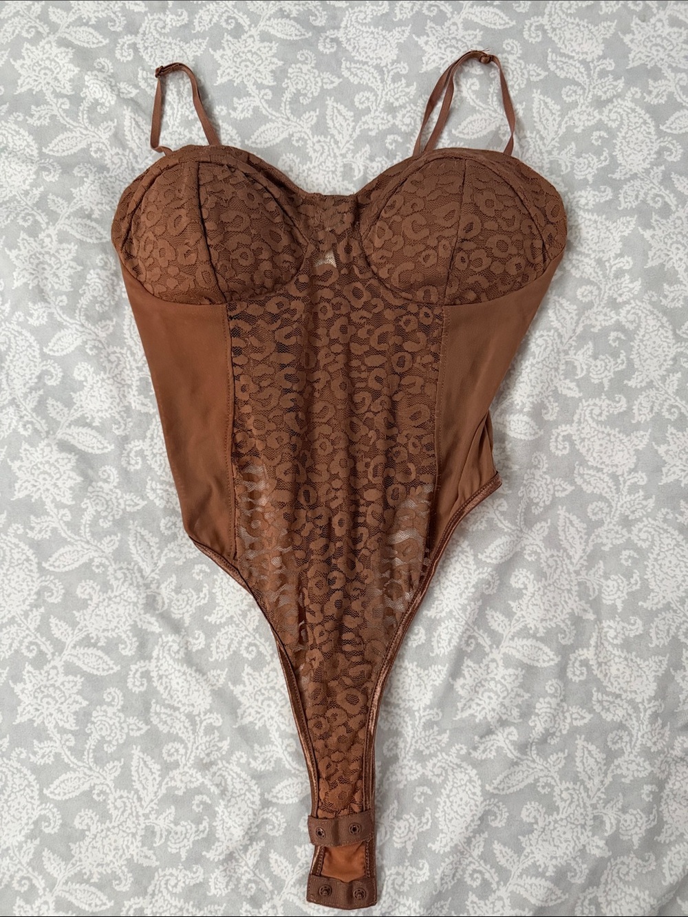 Brown Lace One-Piece Bodysuit